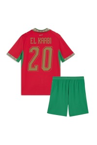 Marokko Ayoub El Kaabi #20 Jalkapallovaatteet Lasten Kotipeliasu MM-kisat 2026 Lyhythihainen (+ Lyhyet housut)